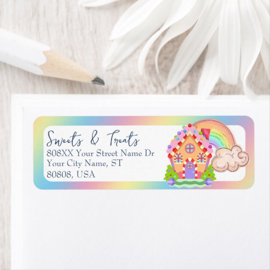 Regenboog Snoep Landhuis Etiket (Insitu)