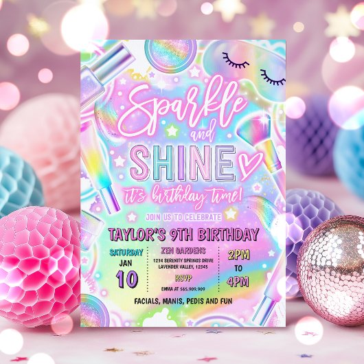 Regenboog Spa Feest Glow Make-up Verwennen Verjaar Kaart