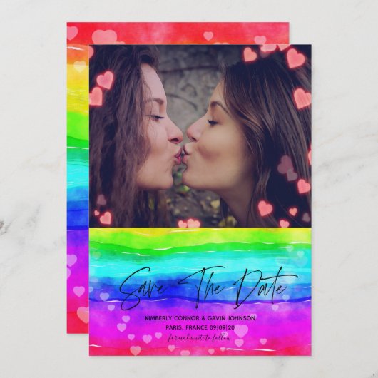 Regenboog sparen de Datum Save The Date (Voorkant / Achterkant)