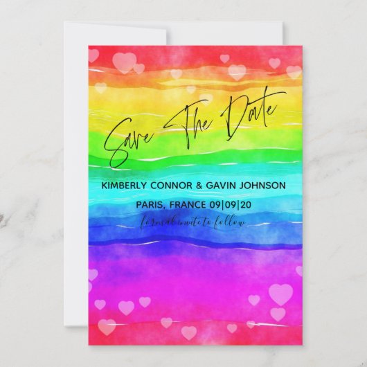 Regenboog sparen de Datum Save The Date (Voorkant)