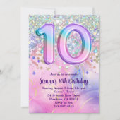 Regenboog Sparkle Glitter 10e Verjaardagsfeest Kaart (Voorkant)