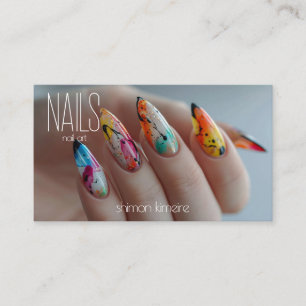 Regenboog Spatten Nagelkunst Manicuriste Trouw Visitekaartje