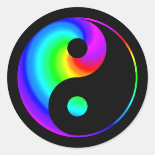 Regenboog Spiraal Yin Yang Sticker