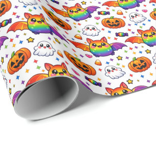 🌈🦇 Regenboog Spookfeest Cadeaupapier