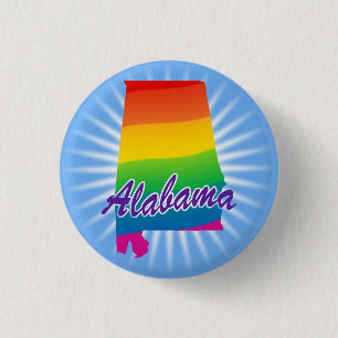 Regenboog Staat Alabama Ronde Button 3,2 Cm