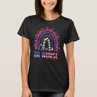 Regenboog Stethoscoop Patriottisch Of Verpleegster T-shirt