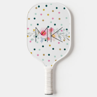 Regenboog Stip Nep Goud Pioen Monogram Pickleball Paddle