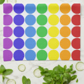 Regenboog stippen cirkels kleurrijk op wit theedoek (Gevouwen)