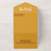 Regenboog streep gebogen rand - Sinaasappel bruin All In One Uitnodiging (Buitenkant)