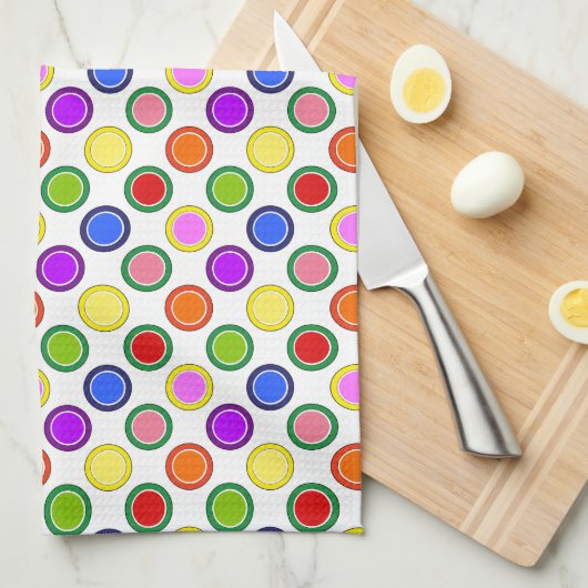 Regenboog Strepen en Stippen Gelukkig Kleurrijk Theedoek (Quarter Fold)