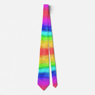 Regenboog Strepen Ombre Waterverf Gay Pride Trendy Stropdas