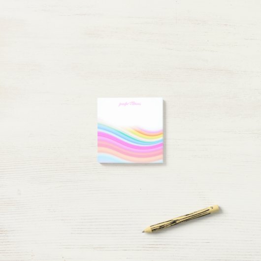 Regenboog Strepen Patroon Roze Maatwerk Post-it® Notes (Op bureau)