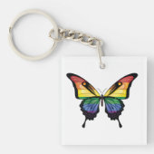 Regenboog Swallowtail Vlinder Vlag Sleutelhanger (Voorkant)