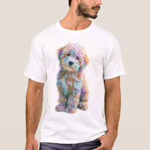 Regenboog Swirl Maltipoo Puppy Mannen T-shirt