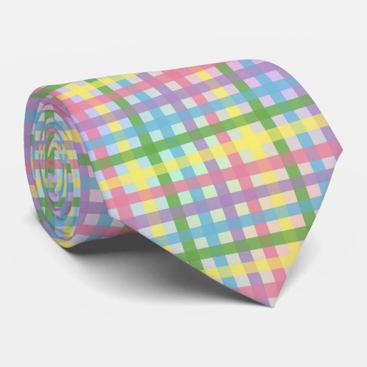 Regenboog Tartan Stripe Stropdas (Opgerold)