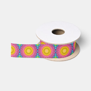 Regenboog Tie-Dye Mandala met Levendige Symmetrie Lint