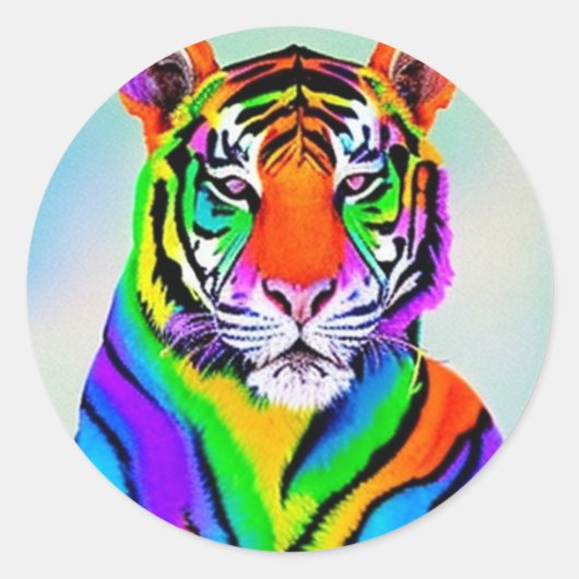Regenboog tijger Sticker (Voorkant)