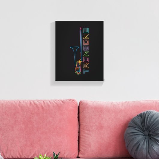 Regenboog trombone canvas afdruk (Insitu (Woonkamer))