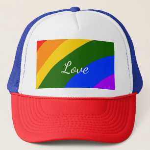 Regenboog trots maand liefde voeg naam tekst kunst trucker pet
