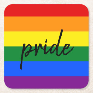 Regenboog trots vierkante kartonnen onderzetter