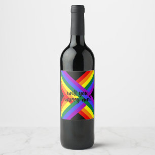 Regenboog Trouw me wijn label Etiket
