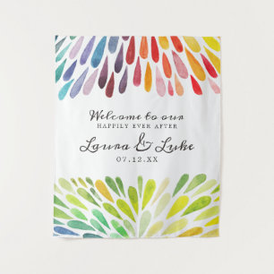 Regenboog Trouwposter Wandkleed