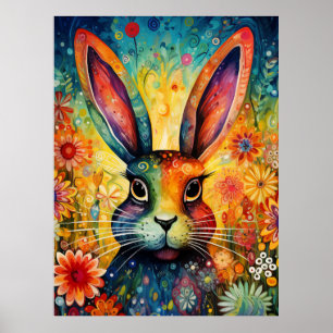 Regenboog Tuin Konijn Bunny Poster