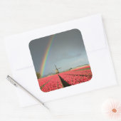 Regenboog, tulpen en windmolen sticker (Envelop)