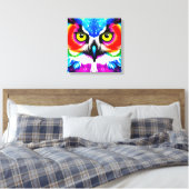 Regenboog Uil Stretched Canvas (Insitu (Slaapkamer))