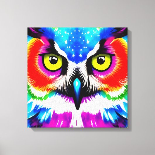 Regenboog Uil Stretched Canvas (Voorkant)