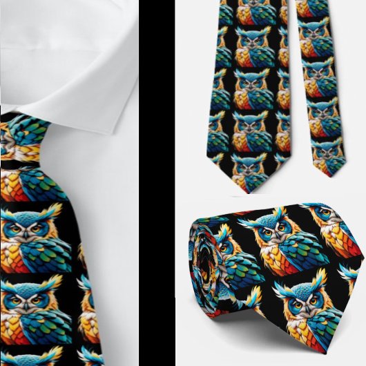 Regenboog Uilen Magic Neckties Stropdas