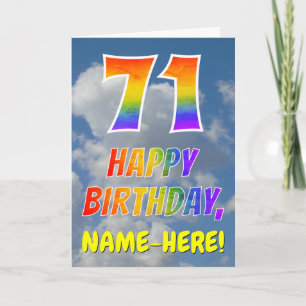 Regenboog uitzicht "71" & "HAPPY BIRTHDAY", Wolken Kaart