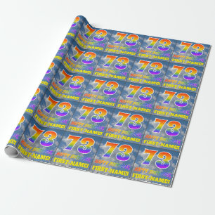 Regenboog Uitzicht "73" & "HAPPY BIRTHDAY", Wolken Cadeaupapier