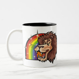 Regenboog van 1980 met Leo Lion Tweekleurige Koffiemok