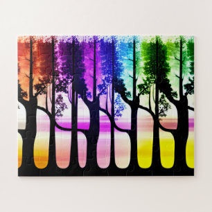 Regenboog van Abstracte pastel gekleurde bomen Legpuzzel