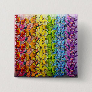 Regenboog van buiken vierkante button 5,1 cm
