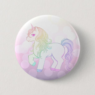 Regenboog van de Cute kawaii, gekleurd eenhoorn po Ronde Button 5,7 Cm