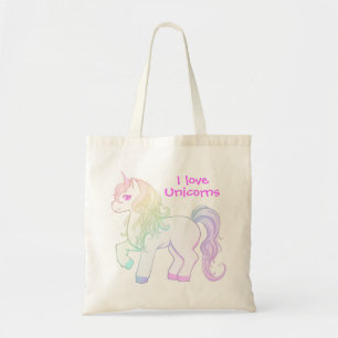 Regenboog van de Cute kawaii, gekleurd eenhoorn po Tote Bag