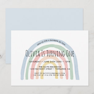 Regenboog van de vun regenboog, eerste verjaardag kaart