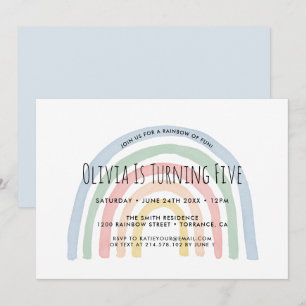 Regenboog van de vun regenboog, vijfde verjaardag kaart