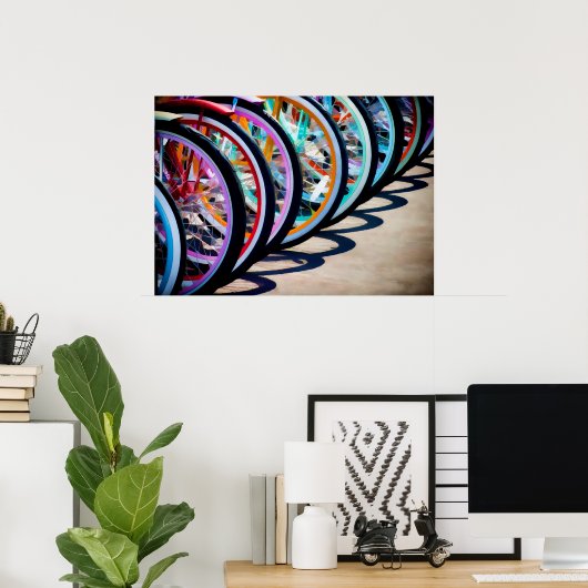 Regenboog van fietsen poster (Thuiskantoor)