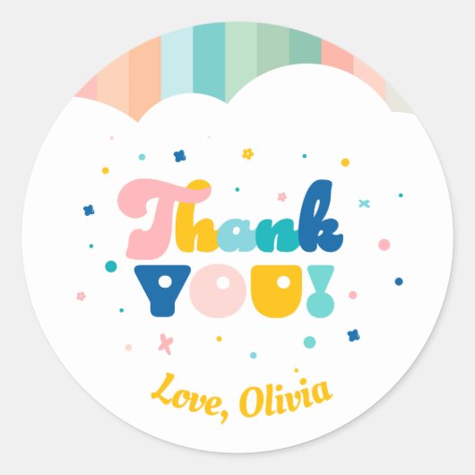 Regenboog van Fun Verjaardagsfeest Thema Sticker (Voorkant)