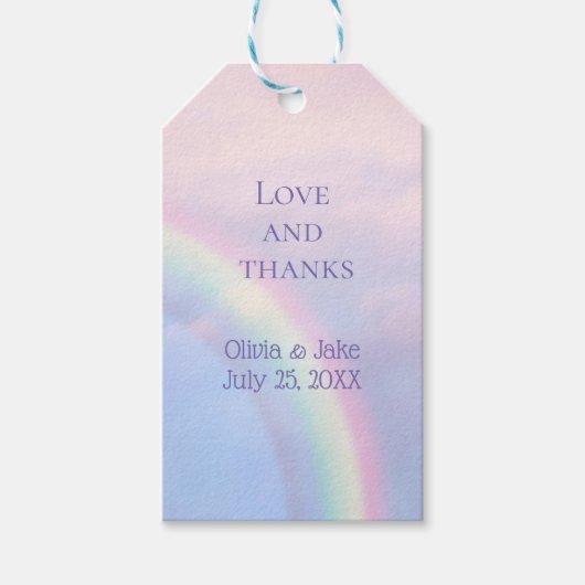 Regenboog van hoop - pastel, bruiloft dank u Favor Cadeaulabel (Voorkant)