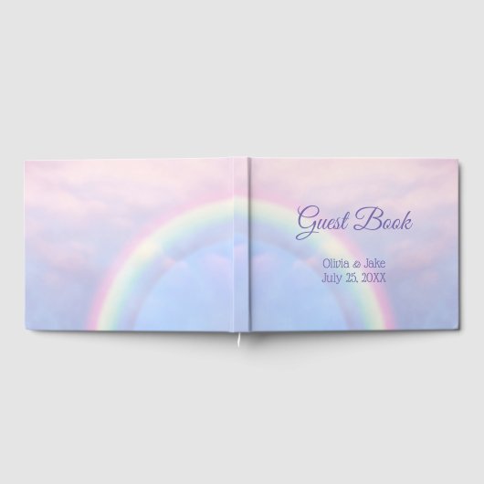 Regenboog van hoop - pastel, bruiloft gastenboek (Volledig)