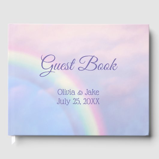 Regenboog van hoop - pastel, bruiloft gastenboek (Voorkant)
