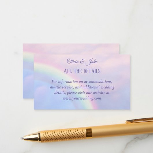 Regenboog van hoop - pastel, bruiloft informatiekaartje (Voorkant / Achterkant in situ)
