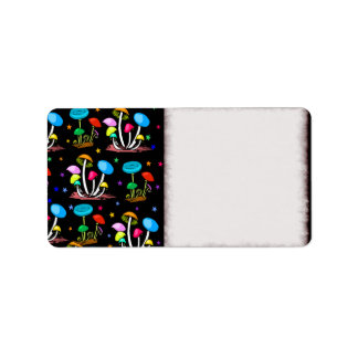 Regenboog van paddenstoelen etiket