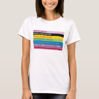 Regenboog van progressieve slogans t-shirt