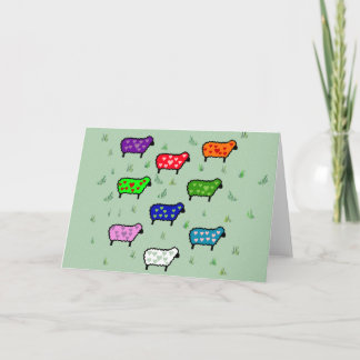 Regenboog van schapen feestdagen kaart