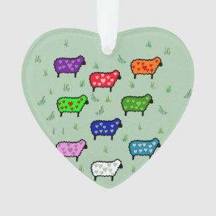Regenboog van schapen ornament